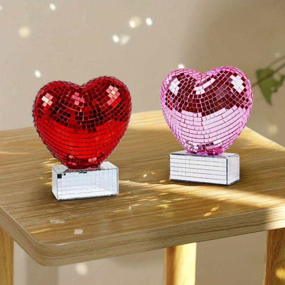 Red/Pink Color Mirror Surface Ornament Romantic Valentines Day Disco Ball  Party Decoration