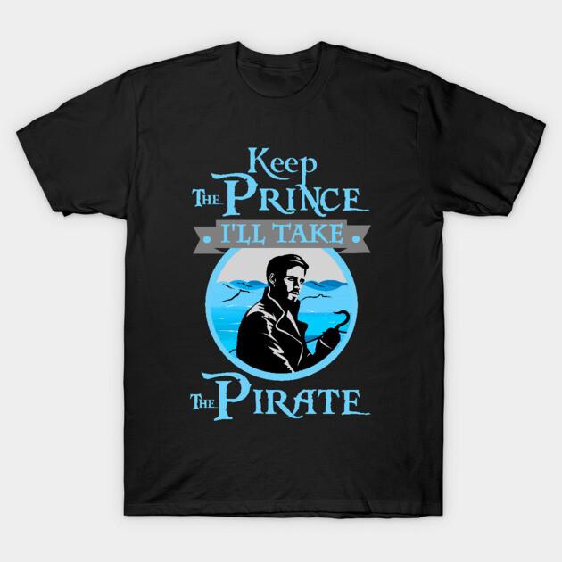 Asian Size Cotton Unisex Tshirt Print T-shirt Captain Hook Ouat. Keep The Prince, I'Ll Take The Pirate. T-shirt No-Cut Print Regular Fit