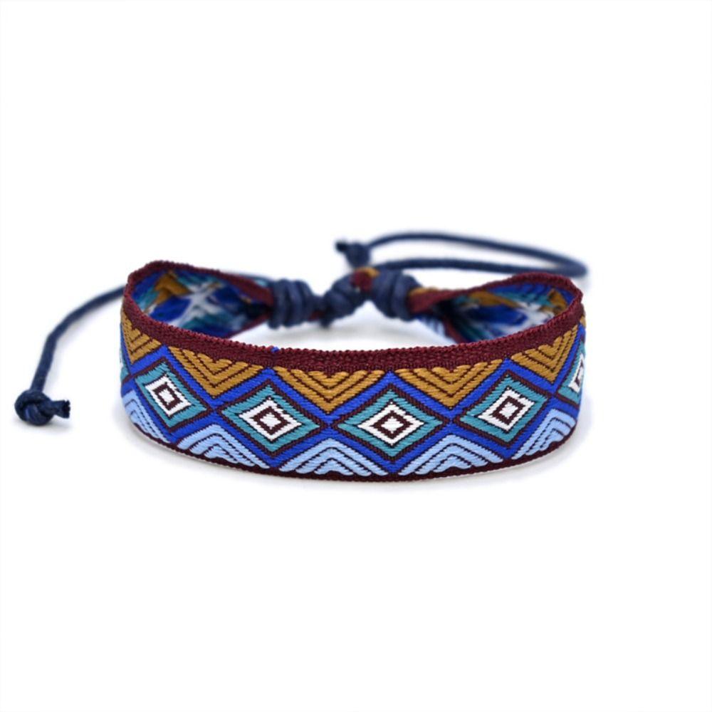 Этнический стиль Браслеты из тесьмы Многоцветные плетеные браслеты Подарки Тканевый художественный браслет Унисекс