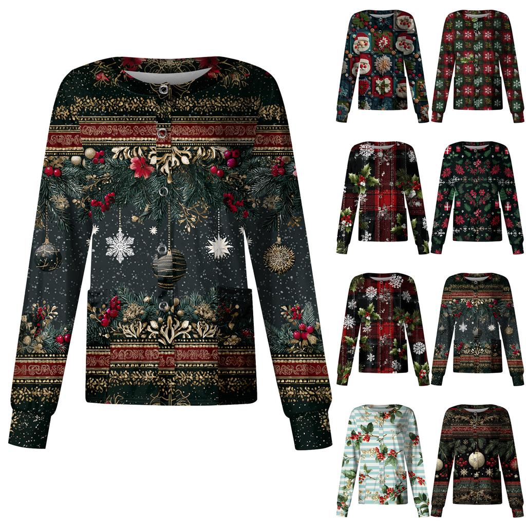 Women's Casual Long Sleeve Single Breasted Printed Dry-nurse Top