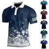 Men's Three Button Printed Lapel Short Sleeve Shirt Top