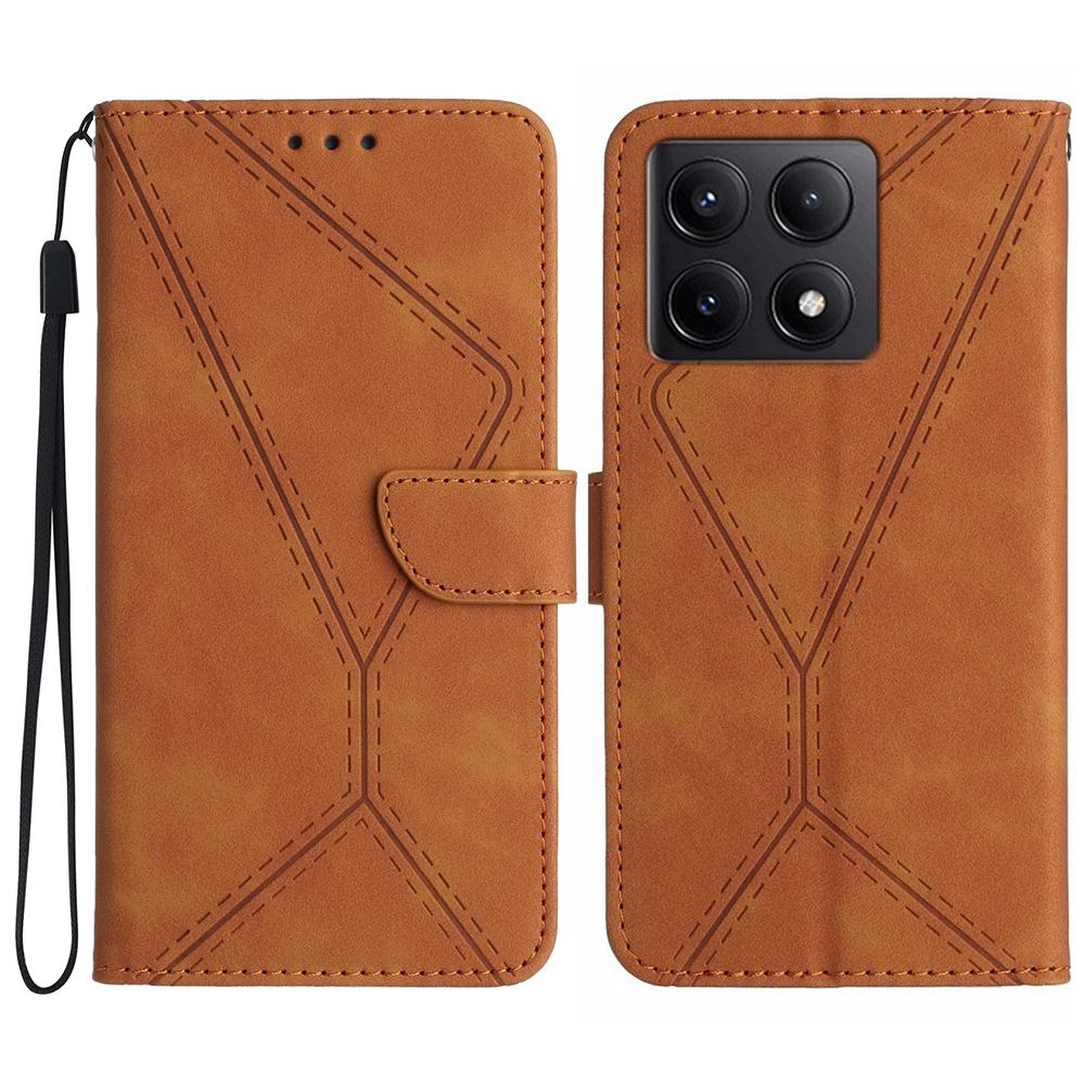 HT05 Для Xiaomi 14T Чехол Кожаный с текстурой линий PU кожаный откидной чехол для телефона
