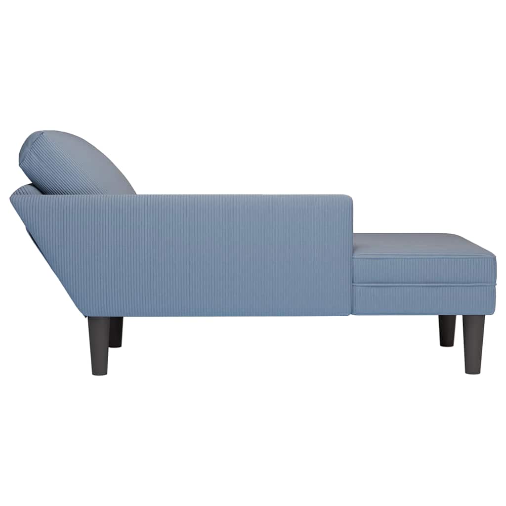 Blue Cord Fabric Chaiselongue with Cushion