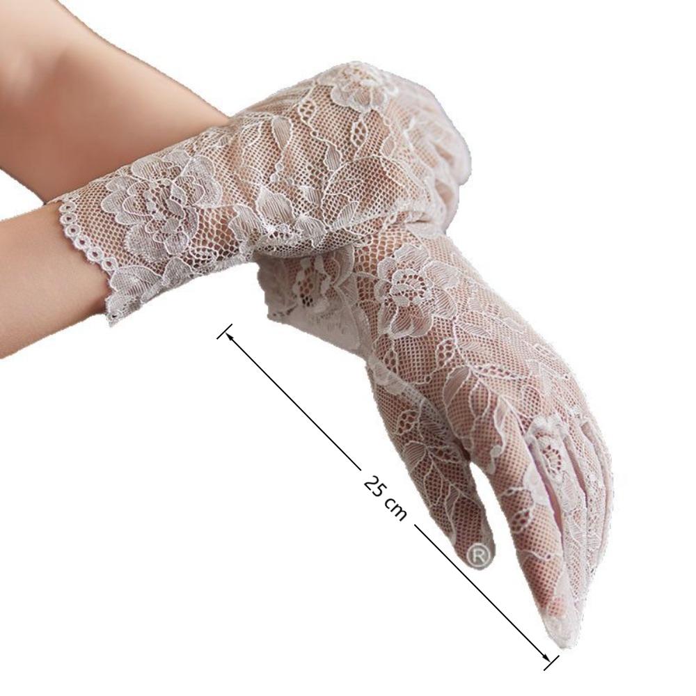 Full Finger Short Lace Gloves Floral Costume Accessories Elegant Wedding Gloves  Women
