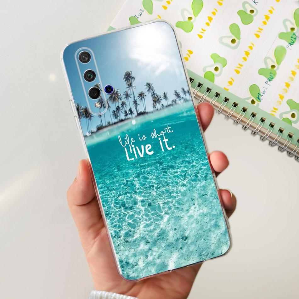 Чехол для телефона Huawei Nova 5T Nova5T YAL-L21 YAL-L61 YAL-L71 Элегантный принт Мягкий силикон Прозрачный ТПУ Тонкие чехлы