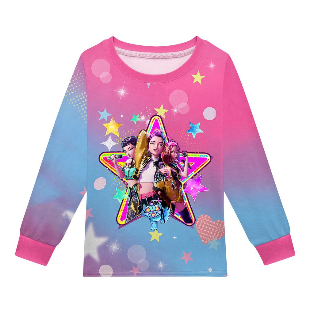 Children's Fashion Suit Skirt Round Neck Long Sleeve Top Pants