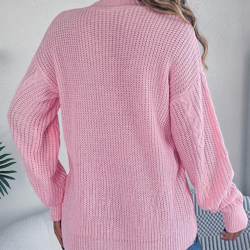 Autumn and Winter Casual V-neck Lantern Sleeve Cardigan Jacket Women Fashion Button Warm Knitted Cardigans Sweater Ladies Vintage Knitwear Coats 25137