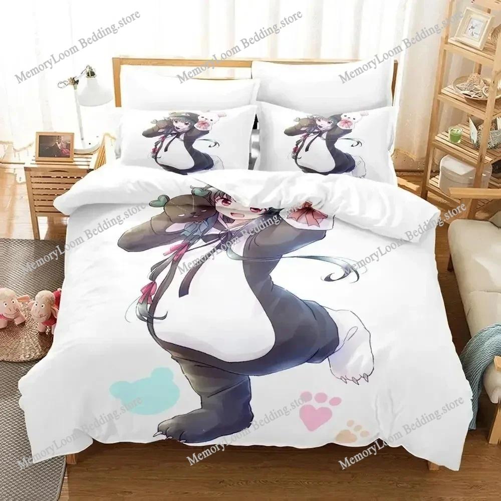 Anime Character Cute Kuma Kuma Kuma Bear Bedding Set Full/Queen/King Size Duvet Cover Pillowcase Kids Adult Soft Home Textile