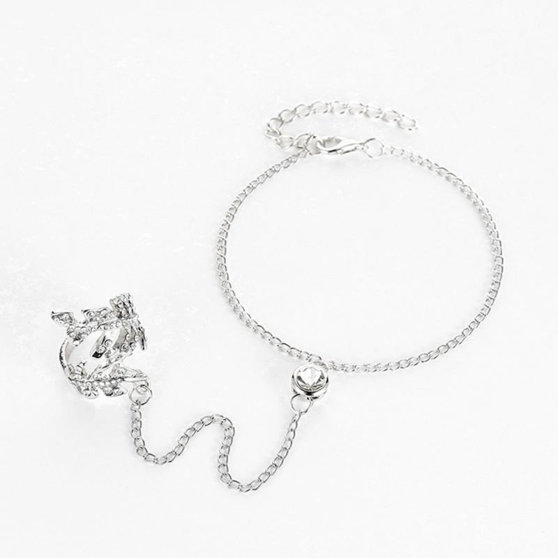 RUI RUI YU Женский модный браслет-кольцо с выдолбленным листом и бриллиантами