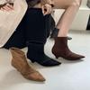 2025 весна и осень новые остроносые ботильоны на танкетке с коротким голенищем и эластичными носками женские модные ботильоны тонкие ботильоны универсальные и стройнящие модные ботильоны