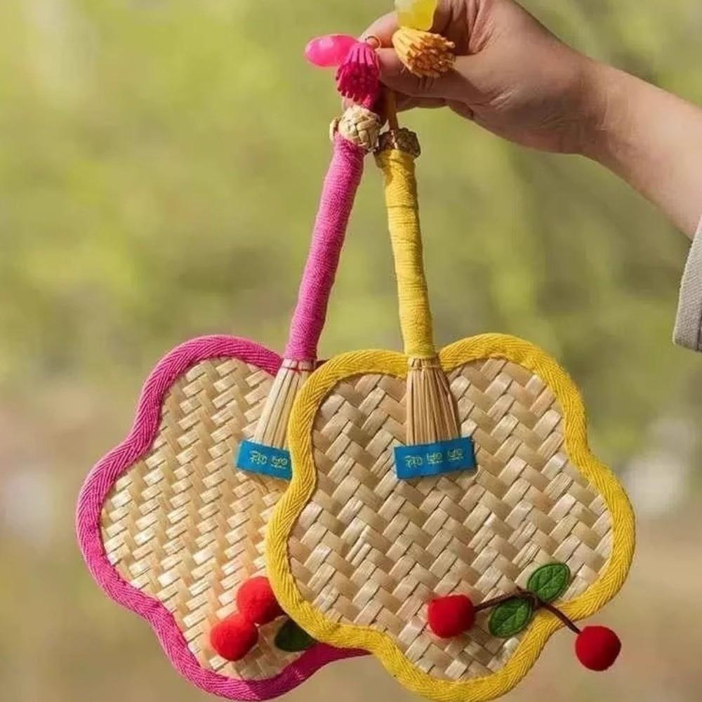 Colorful Edging Portable Fan Vintage Handheld Fan Creative Cooling Fan Photo Prop
