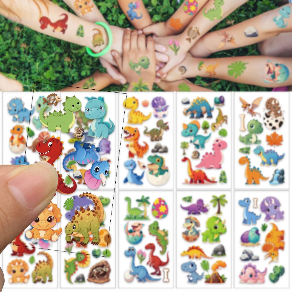 10 листов мультяшных милых динозавров татуировки наклейки для лица руки тела временные водонепроницаемые татуировки наклейки детские принадлежности для вечеринок подарки