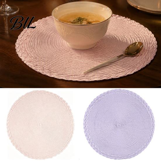 Home Decor Place Mat 2Pcs/Set Round Woven Placemat, Protects Tables from Heat & Scratches, Washable Resistant Braided for Kitchen Dining Table