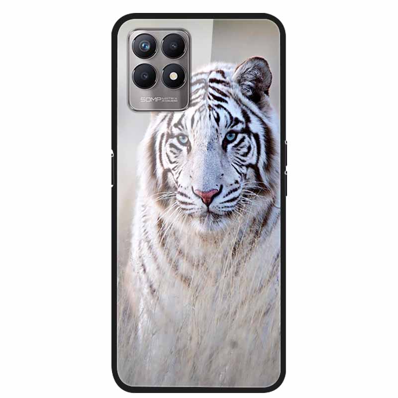 Чехол для Realme 8i Закаленное Стекло Жесткий Прозрачный Чехол для Телефона Для OPPO Realme 8i RMX3151 Realme 7 Pro Животные Волк Ударопрочный Чехол