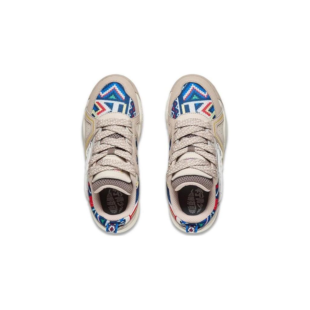 Li-Ning Cloud Non-Slip Shock Absorbing Lightweight Rebound Low-Top Kids Skate Shoes Kids Skate Shoes Brown Blue White YKCT092-7