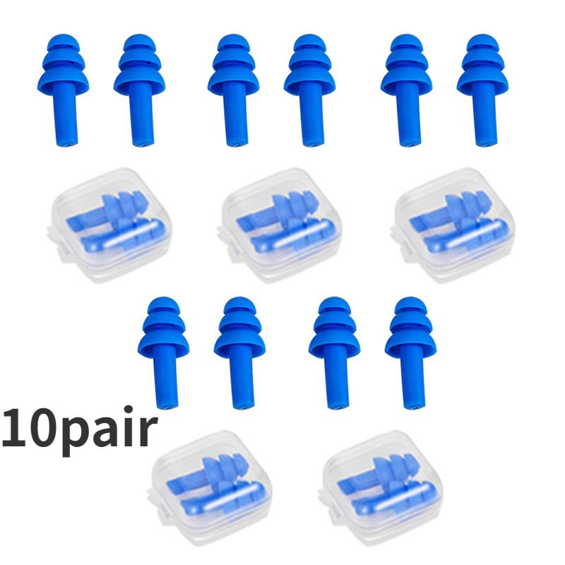 10 пар силиконовых берушей для снижения шума, комфортные беруши, мягкие водонепроницаемые беруши для плавания, водонепроницаемые, изоляционные, с шумоподавлением для сна