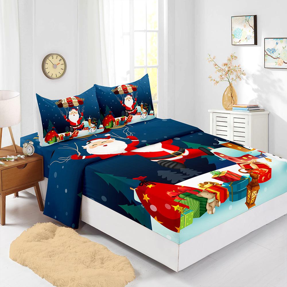 Popular Christmas Mattress Four-Piece Children'S Bedding Digital Printing Mattress Protective Cover