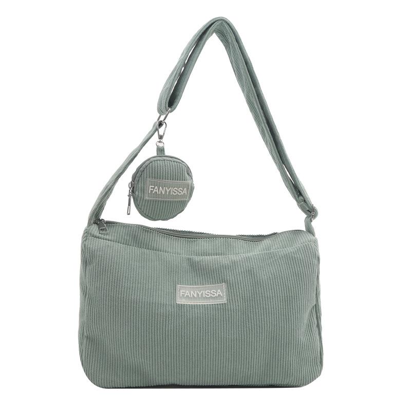 Corduroy Early Spring Trend Large Capacity Casual Solid Color Fashion Lightweight Shoulder Messenger Bag