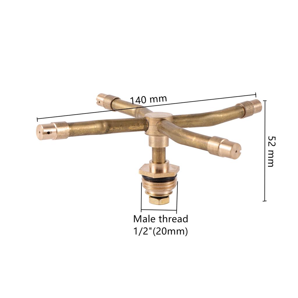 2/3/4 Arm Rotating Brass Nozzle 360° Automatic 3-prong Lawn Flower Bed Sprinkler Garden Agriculture Horticulture Water Sprinkler