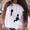 Cute Cat Animal Print T-shirt Round Neck Women's Blouse Fashion Women's Graphic Harajuku Aesthetics