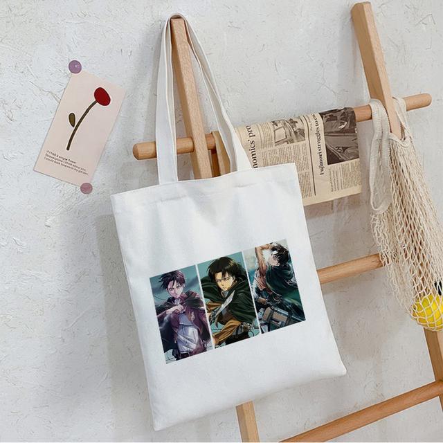 Anime Attack On Titan Fashion Punk Shopper Bag Harajuku Large Capacity Gothic Teenager Tote Bag Vintage Casual Women Canvas Bag