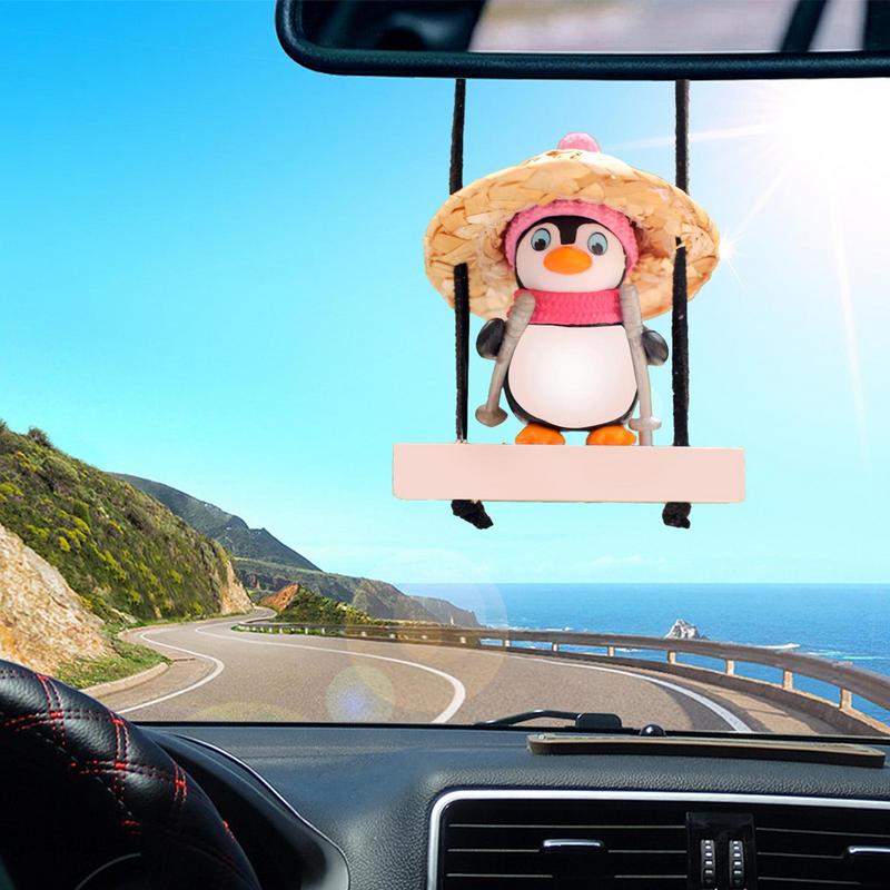 Автомобильный качающийся орнамент милый пингвин на качелях украшение для заднего зеркала автомобиля милый шарм автомобильный подвесной орнамент декор интерьера