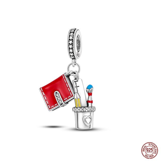 Новые стерлингового серебра 925 пробы красного цвета, подвески в форме сердца, бусины, ювелирные изделия на удачу, подарки