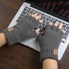 Leather Label Antler Men Wool Mittens Half-finger Gloves Female Gloves Knitted Cashmere Gloves