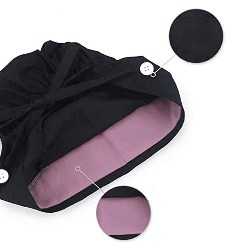 Однотонная напечатанная шапочка медсестры, регулируемая, моющаяся, рабочая шапочка, женская шапочка с хвостиком