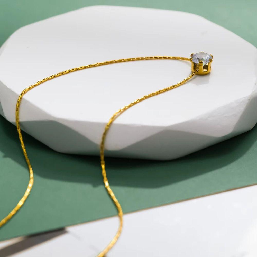 Titanium Steel Zirconia Necklace Waterproof Chain Necklace New Pendant Necklace  for Woman