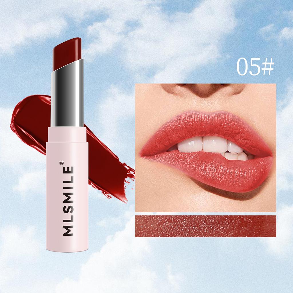 MLSMILE Pink Tube Lipstick, долговечная увлажняющая и увлажняющая помада, отбеливающая и легко окрашиваемая шестицветная помада