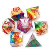7 Pcs Color Blue Pink Purple Resin Color Sand Dice Set for DND TRPG RPG D20 D12 D10 D8 D6 D4 Table Board Games Numbers Dices Kit