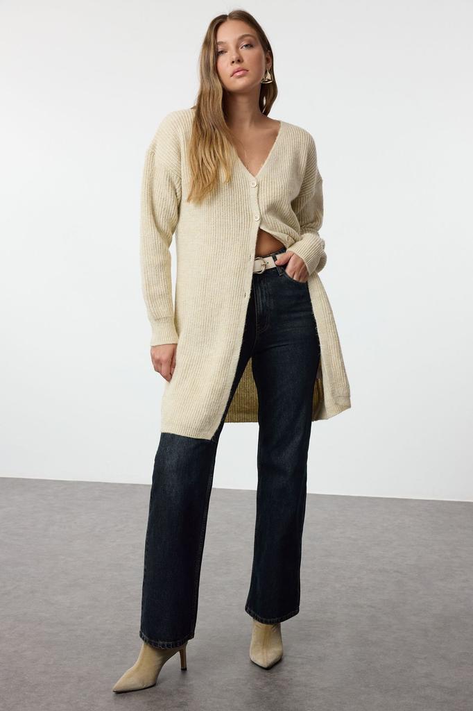 Женский модный стильный кардиган, длинный базовый трикотажный кардиган с камнями