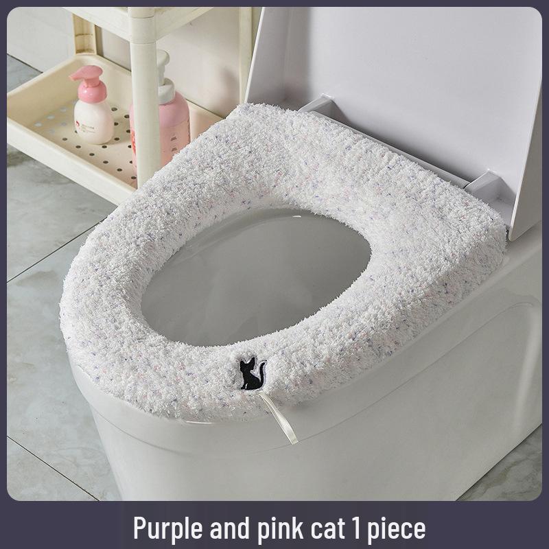 Мягкая бархатная накладка на сиденье унитаза большого размера с ручкой - Моющаяся, осенне-зимняя подушка