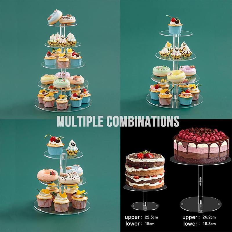 3/4/5-ярусная акриловая круглая подставка для кексов, прозрачная подставка-держатель для кексов на день рождения, дисплей для десертов для свадьбы, дня рождения, рождественской вечеринки