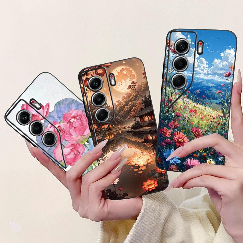 Чехол для Tecno Camon 40 CM5 Силиконовый Милый Кот Модные Цветы Забавный Расписной Задняя Крышка Для Tecno Camon 40 Чехол для Телефона Бампер