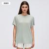 Crew neck sports short sleeves women's summer solid color versatile running fitness top casual loose breathable yoga clothes