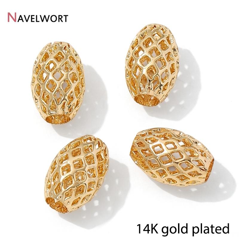 Позолоченные полые бусины-разделители 14K/18K, Разделители для бусин, Овальные россыпные бусины для изготовления браслетов, Аксессуары для бижутерии