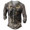 Spring Autumn New Men 3D Digital Print Long Sleeve Button T Shirt Men Hip Hop Casual Sport Round Neck Tops