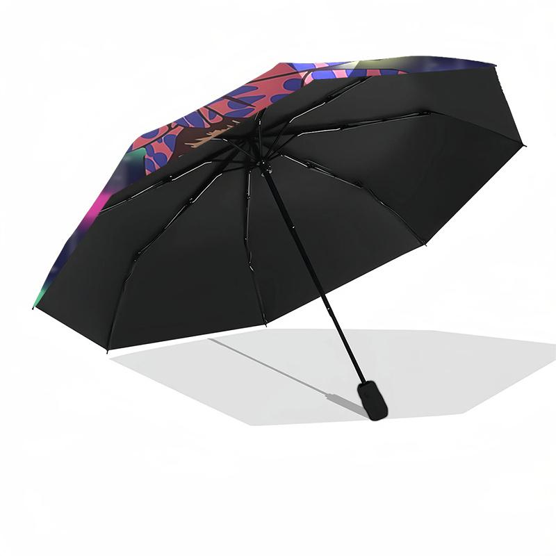 Automatic Folding Umbrella with Leopard Print - Portable 3-Fold Design, 8-Bone Iron Frame, Perfect Gift for Fans and Travelers0104265a