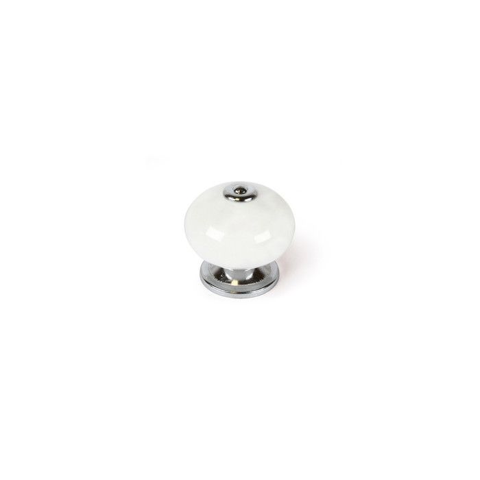 Boutons de meuble - REI - Mod. E517 - Porcelaine blanche - Ø40mm - Lot de 4