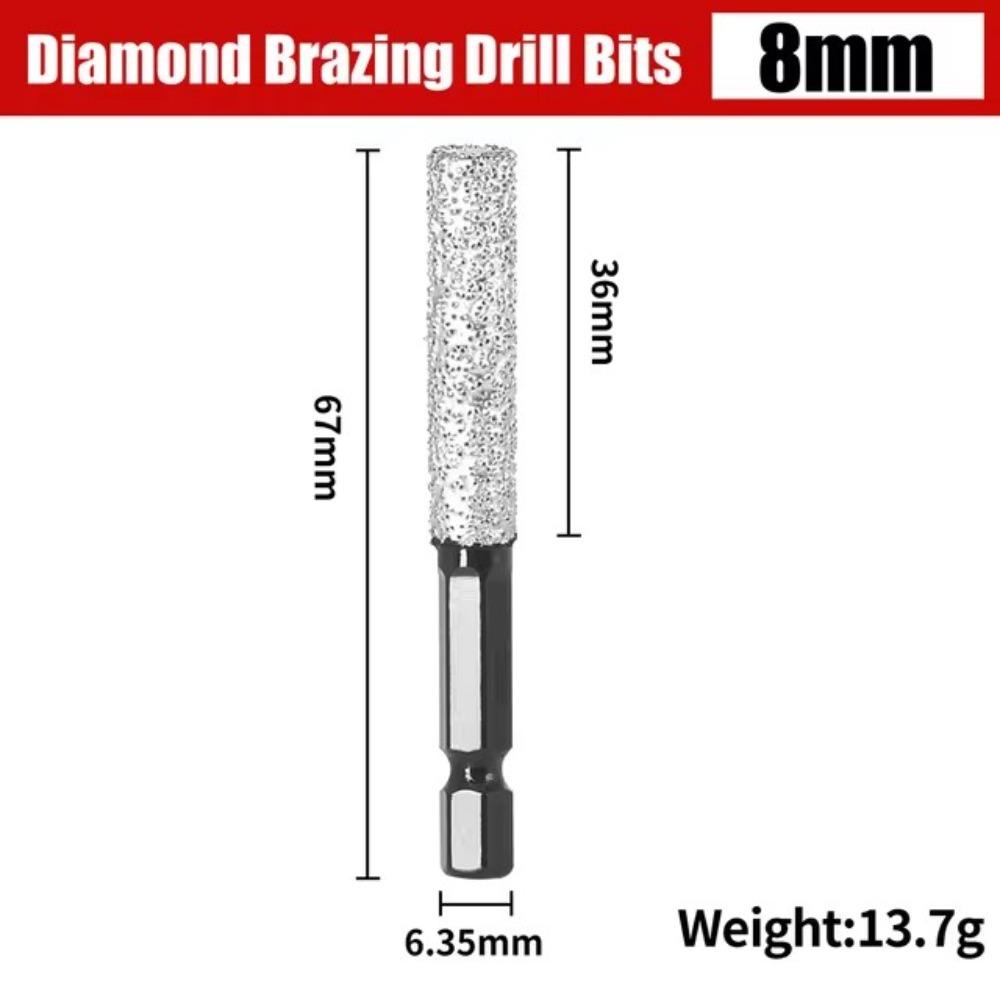 Hexagonal Shank Diamond Drill Bit 6/8/10/12mm Brazing Hole Opener  for Drilling and Grinding
