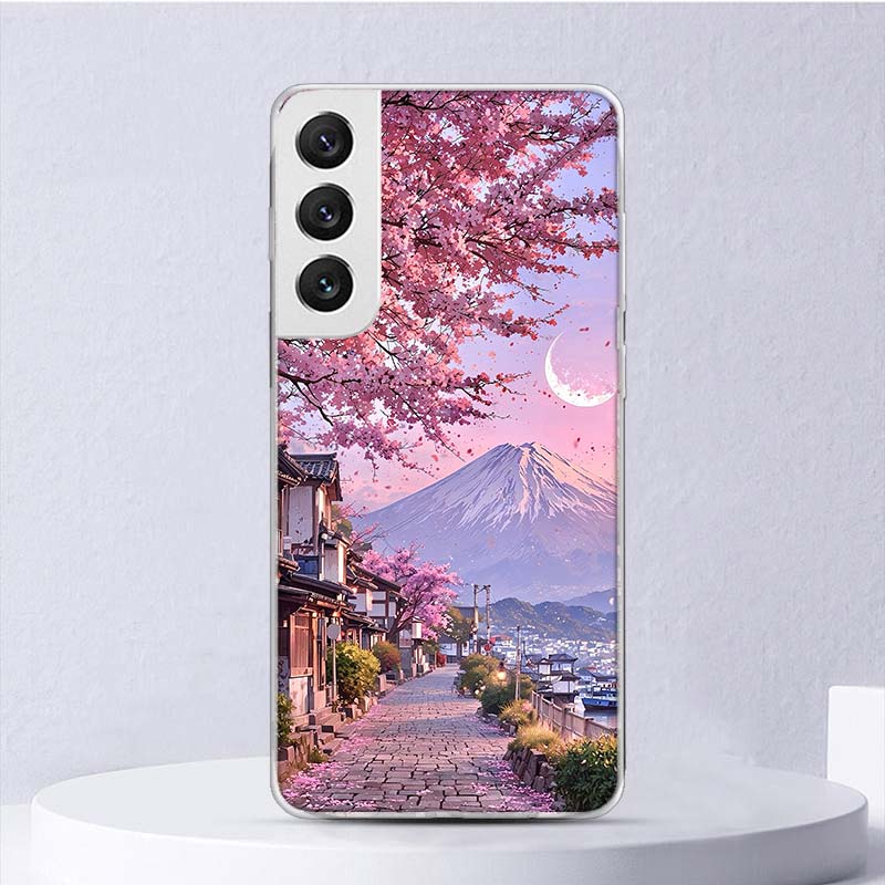Японская вишня Гора Фудзи Мягкий чехол для Samsung Galaxy S25 S24 S23 S22 Ultra Чехол для телефона S20 FE S21 Plus S25 Edge + Funda Coque