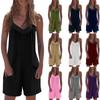 Women's Fashion Casual Loose V-Neck Sleeveless Solid Color Jumpsuit With Pockets