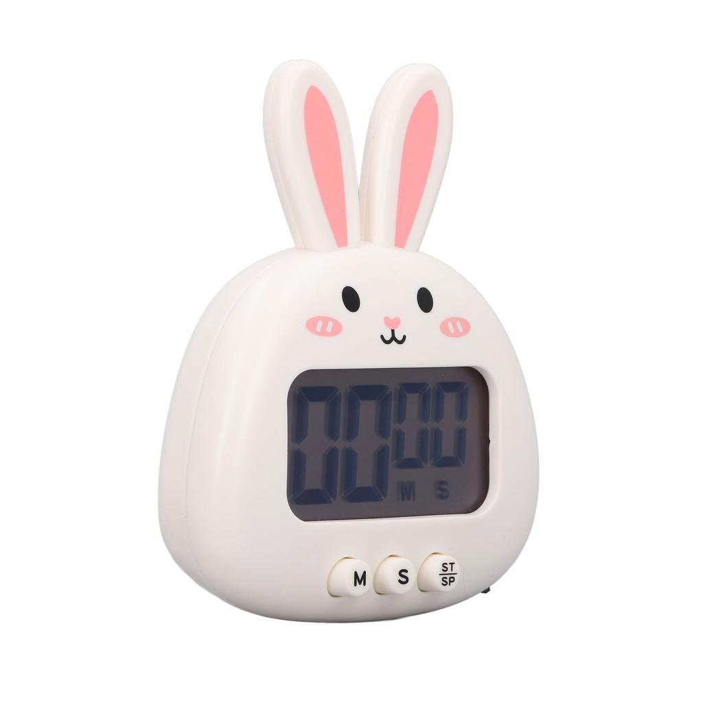 Cartoon Digital Timer ABS Portable Lightweight Simple To Use Cute Cartoon Timer for Kitchen Cooking White Rabbit