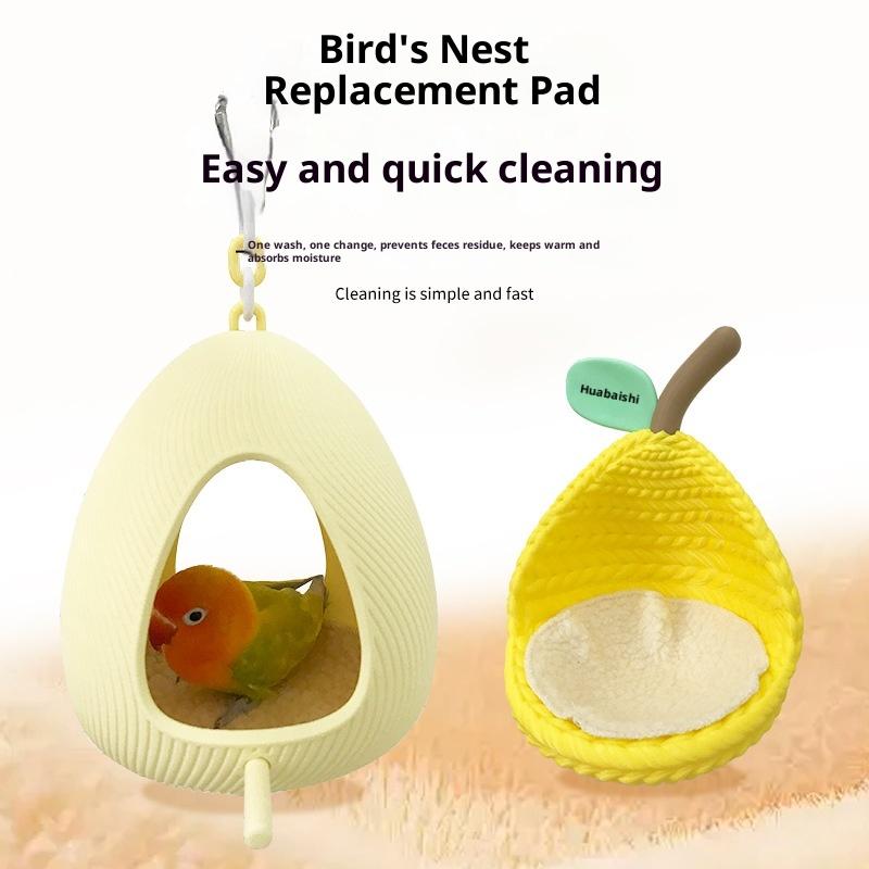 Осень Зима Теплая Лежанка из Овечьей Шерсти в Форме Птичьего Гнезда Хлопковая Подстилка Маленькое Животное Птица Круглая Спальная Кровать Спальный Инструмент Аксессуары для Клетки Попугая