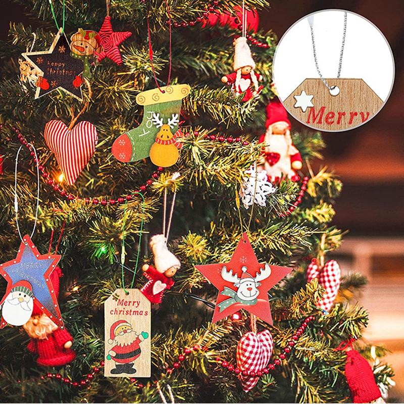 100Pcs 20CM Tag Ropes Christmas Tree Ball Ornaments Hanger String Ribbon Hook Precut With Snaps Locking For Xmas Label Lanyard