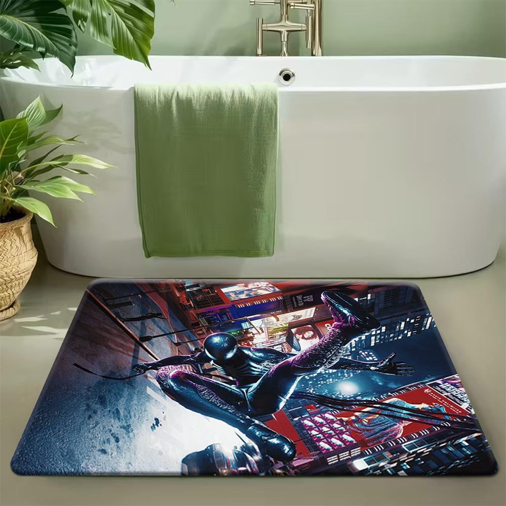 1pc Floor Mat, Designed with Superhero & Classic Heroes Theme, Multiple Sizes, Suitable for Living Room, Bathroom, Kitchen, H