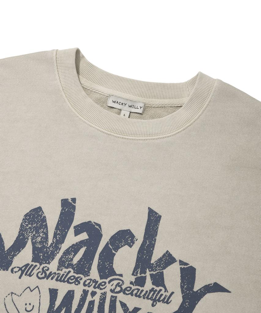 WACKY WILLY Kiki Leo Typographic Sweatshirt Ecru