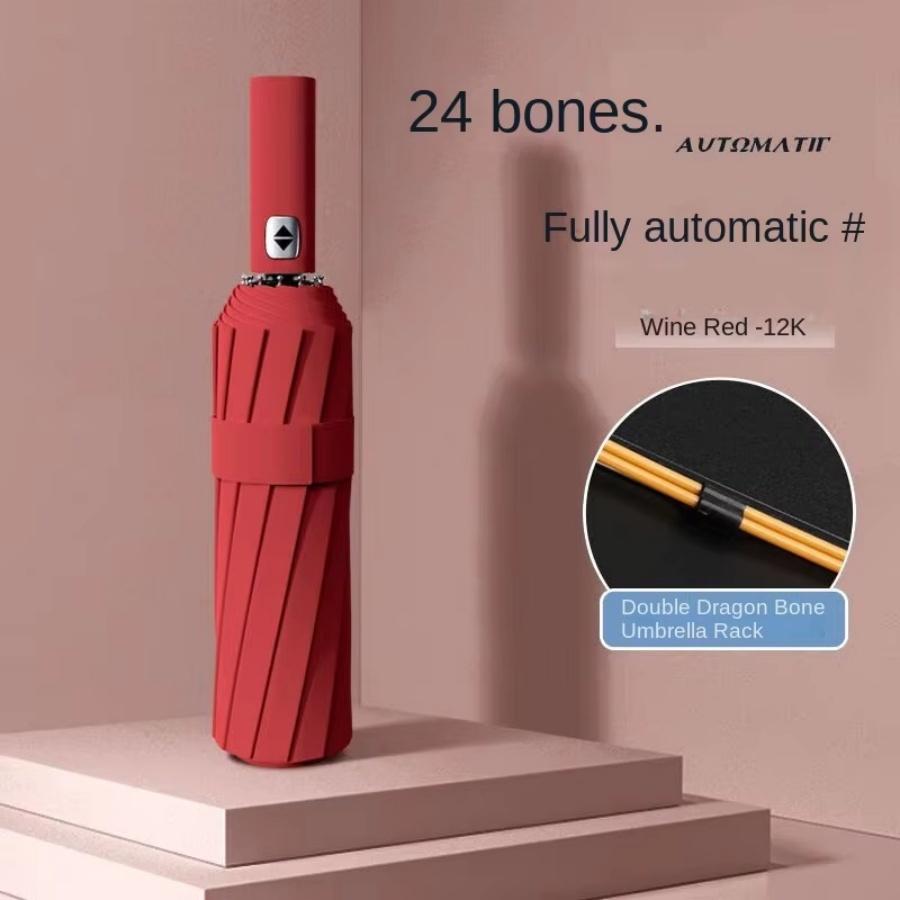 Ветрозащитный Большой Зонт Мужской, 106см Большой Однотонный Автоматический Зонт Прочный, 24 Спицы, Солнце-Дождь Складной Зонт Простой Стиль